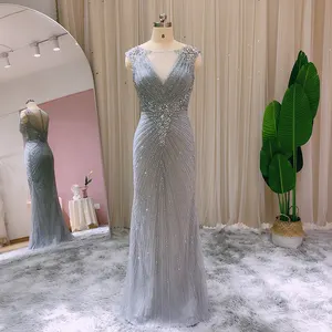 Kadınlar için Scz101-2 lüks Dubai Mermaid gümüş abiye düğün uzun zarif şarap kırmızı uzun arapça balo resmi elbise