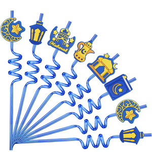 Dễ thương EID Đảng ủng hộ chủ đề xoắn ốc rơm tái sử dụng nhựa trang trí nguồn cung cấp tùy chỉnh lấp lánh quảng cáo không thấm nước - Product Image 1