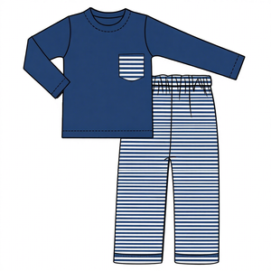Tenues personnalisées pour enfants, haut à manches longues à imprimé floral rayé, pantalon, ensembles décontractés pour petites filles et garçons, automne-hiver, 2 pièces - Product Image 3