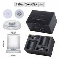 Ensemble de tasses rotatives en verre cristal lumineux transparent, fait main, rouge festif, pour la maison et le bureau, vente en gros détaillée