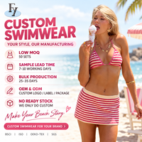 Set Bikini Desainer OEM untuk Wanita, Kain dan Cetakan Khusus, Pakaian Renang Dua Potong dengan Label Logo