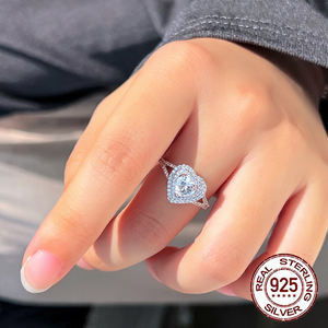 Женское обручальное кольцо в форме сердца, 925 из чистого серебра - Product Image 4