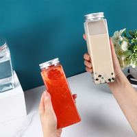 Bouteille de boisson carrée en plastique PET transparente vide Offre Spéciale de 500ml pour jus avec couvercle en aluminium