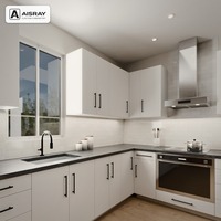 Meuble de cuisine en L sur mesure, portes en mélamine minimalistes, design modulaire et rangement par tiroirs, structure en contreplaqué