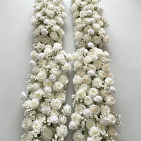 L-321 Chemin de table floral moderne personnalisable en soie artificielle, rangée de roses et de fleurs mélangées, centre de table de mariage, arche, allée