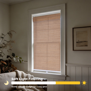 Custom Size Cordless Bamboo <strong>Roller</strong> Shades Natural Woven <strong>Wood</strong> <strong>Blinds</strong> Light Filtering Privacy Window Treatment - Product Image 4