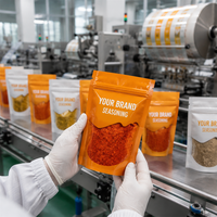 Sachets personnalisés imprimés pour assaisonnements avec fenêtre, refermables à fermeture éclair, pour poudres alimentaires et épices, vente en gros