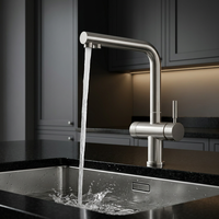 Robinet mélangeur de cuisine en acier inoxydable 304 brossé avec douchette extractible et double poignée