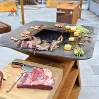 Barbecue en acier Corten pour l'extérieur, résistant aux intempéries, avec fonction foyer pour la cuisson dans la cour