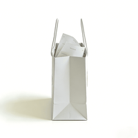 Sac shopping en papier blanc de luxe avec logo estampé or et poignée en corde torsadée pour bijoux, mariage, boutique, emballage cadeau de marque