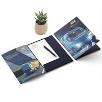 Carte de visite promotionnelle en papier couché A4, dossier de présentation à double poche avec 2 emplacements pour bons d'achat et argent liquide
