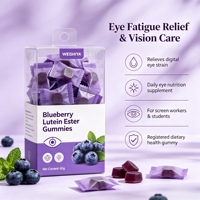 Permen Kunyah Lutein Ester Rasa Blueberry Alami, Vitamin Mata Lutein untuk Perawatan Mata Sehari-hari, Label Pribadi OEM ODM