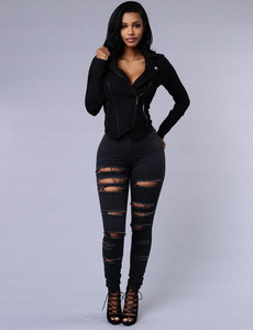 Basic Pants <strong>Women</strong> Ripped High <strong>Waist</strong> Skinny <strong>Jeans</strong> Slim Fit <strong>Elastic</strong> Ladies <strong>Jeans</strong> for Woman - Product Image 3