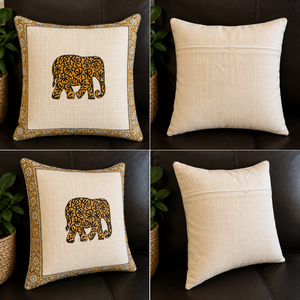 Handmade Luxury Square Cotton Handblock <b>Print</b> <b>Cushion</b> Cover Eco-Friendly Anti-Bacteria Fabric Elephant Design for Home Decor - Product Image 2