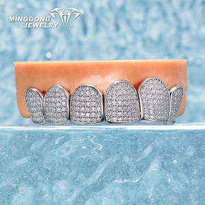 Personnalisé Grillz Fine Jewelry VVS Forme Nid d'Abeille Moissanite Diamant <span class=keywords><strong>Dent</strong></span> 925 <span class=keywords><strong>Argent</strong></span> Glacé Grillz pour les Dents - Product Image 5
