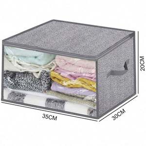 Home Foldable Storage <b>Bag</b> Non Woven Printing Fabric Underbed <b>Bags</b> With Plastic Lid - Product Image 2