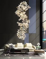 Lustre en céramique de luxe avec pendentif floral, sur mesure pour les entrées, les escaliers, les plafonds hauts, la décoration de grands hôtels