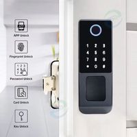 Cerradura Inteligente de Manija para Puerta de Vidrio o Metal a Prueba de Agua IP65 con Timbre, Desbloqueo por Contraseña Digital, Llave y Escáner de Huella Dactilar