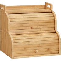 Op maat gemaakte bamboe brooddoos voor aanrechtblad, 2-laags broodopbergbak met deksel en handvat, houten voedselcontainer voor restaurants