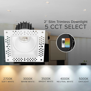 ETL được liệt kê 3 ''4'' vuông Vòng <span class=keywords><strong>trimless</strong></span> <span class=keywords><strong>Downlight</strong></span> 5cct thay đổi độ sáng TRIM ít LED Spotlight - Product Image 6