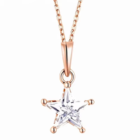 Collier en argent 925 pour femme, collier en argent sterling plaqué or avec zircone cubique, collier étoile mignon