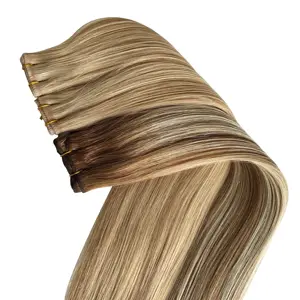 Double Drawn Luxury Wholesale Price Flat Weft 100% Russian/European Human Hair Extension Full Cuticles Aligned