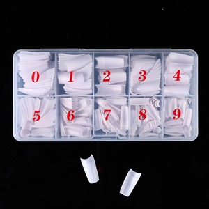 500 Uñas Postizas Cortas Tipo Ataúd, Transparentes, Cobertura Media/Completa, Acrílicas, Francesas, Artificiales, 10 Tamaños, Uñas a Presión para Salón - Product Image 2