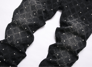 Jeans Bootcut da <span class=keywords><strong>Uomo</strong></span> alla Moda con Ricamo a Diamante, <span class=keywords><strong>Elasticizzati</strong></span>, Strappati, Svasati, Effetto Usurato, in Denim Lavato CYJP-2610028 - Product Image 4