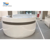 Unique rond artistique blanc beauté luxe Mobilier de bureau commercial pierre artificielle comptoir de réception