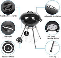 Grill à charbon de bois, grille de Camping de 17 pouces pour barbecue, poêle Portable robuste avec roues, livraison directe