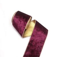 Ruban en velours froissé à bords filés LINGKAI avec bordure dorée, ruban en velours multicolore pour couronnes de Noël, emballage cadeau, décoration