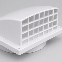 Grille de ventilation murale en plastique blanc à persiennes avec collier de fixation, cache d'évacuation résistant aux intempéries pour camping-car, bateau, salle de bain, sèche-linge