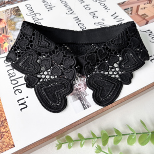 <span class=keywords><strong>Col</strong></span> en dentelle détachable brodé motif coeur de luxe pour femmes pour chemises chandails accessoire de vêtement décoratif amovible - Product Image 3