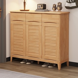 Shoe Cabinet With <b>Drawers</b> And Three Doors Solid Wood Storage Entryway Cabinet For Living Room Small Apartment Furniture - Product Image 2