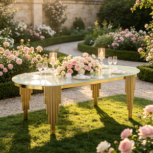Cheap Price Stainless Steel <b>Table</b> Furniture Luxury Oval Wedding Decor <b>Tables</b> for Decoration Events - Product Image 1