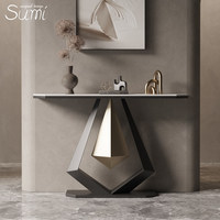 Table d'entrée minimaliste italienne en métal, style luxe léger, moderne, simple et créatif, meuble de couloir mural