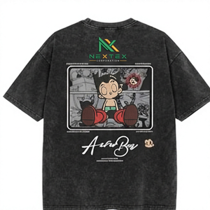 เสื้อยืดพิมพ์ลายการ์ตูนผู้ชาย แขนสั้น คอกลม ทรงปกติ สไตล์ลำลอง ผ้าเจอร์ซีย์ 100% คอตตอน สีดำ ล้างสีแบบแอซิดวอช พิมพ์ลายดิจิตอล - Product Image 1