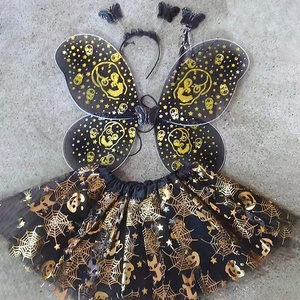 New Arrival 4PCS/Set Halloween Party Skull Printed Butterfly Wings Kids Halloween Cosplay Costumes - Product Image 1