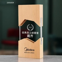 Trofeo Personalizado de Madera Maciza y Cristal, Placa de Acrílico Grabada, Premio de Reconocimiento Corporativo para el Centro de Experiencia de Tesla