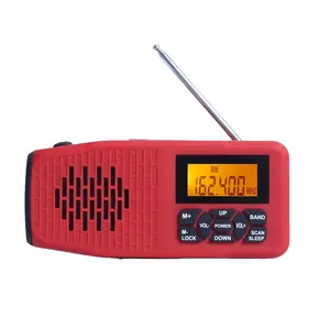 2020 Best price LED Screen Solar Portable AM/FM/WB Hand Crank Alarm Clock Digital Radio Rechargeable Battery