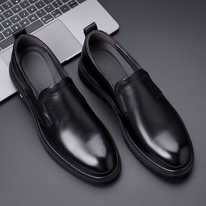 Chaussures habillées de printemps pour hommes en cuir véritable, style britannique, décontractées, respirantes, de haute qualité, type Derby, à enfiler - Product Image 3