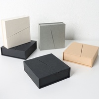 Boîte cadeau de luxe personnalisée avec logo, en carton rigide texturé, faite à la main, doublure en velours moderne, double porte, pour bijoux, bagues, boucles d'oreilles