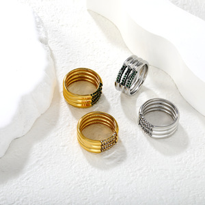 แหวนแฟชั่น แหวนเปิดรูปทรงเรขาคณิตสำหรับผู้หญิง ชุบทอง 18k ประดับเพชรแบบ Pave Setting เครื่องประดับสำหรับงานปาร์ตี้ - Product Image 3