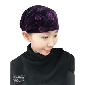 Pañuelo para la cabeza de mujer, estilo africano, musulmán, con diseño de terciopelo YASEEN, color liso, trenzado, transpirable y ecológico, al por mayor. - Product Image 1