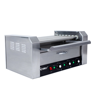 Grille à saucisses en acier inoxydable de qualité commerciale, machine à griller les hot-dogs avec double contrôle de température indépendant