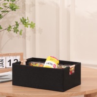 Boîte de rangement pliable noire de style campagnard avec poignée pour ranger divers objets