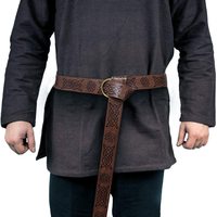 Sabuk Kulit Viking Abad Pertengahan dengan Ukiran untuk Kostum LARP Cosplay Renaissance Faire