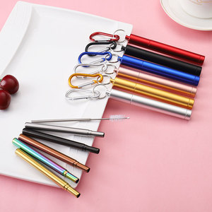 Stainless steel <b>straw</b> set Outdoor travel telescopic <b>straw</b> Portable student set Color sealed three-section <b>straw</b> - Product Image 3