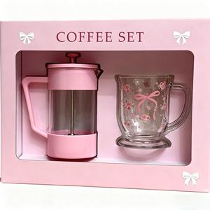 Presse à café française <span class=keywords><strong>rose</strong></span> 34OZ avec logo personnalisé Cafetière à presse française en acier à haute teneur en borosilicate - Product Image 1