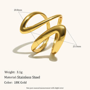 Bestseller Anello di Lusso in Acciaio Inossidabile Placcato Oro 18K, <span class=keywords><strong>Design</strong></span> Semplice e Creativo, Impermeabile, Gioiello in Titanio - Product Image 4
